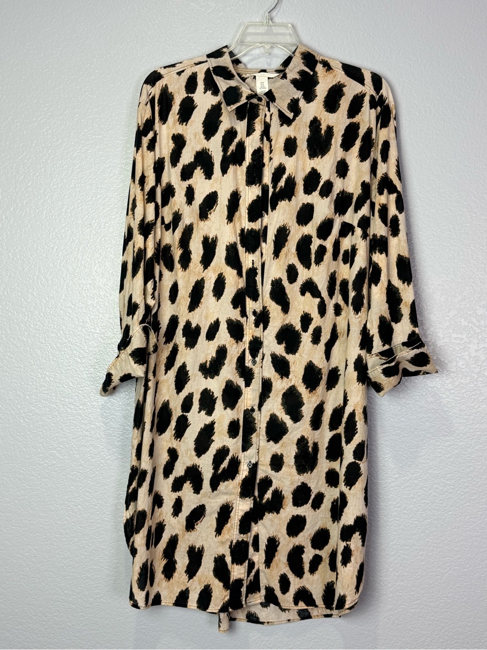 H&M Leopard Print Button-Up Tunic Shirt Dress - Animal Print - Picture 11 of 11